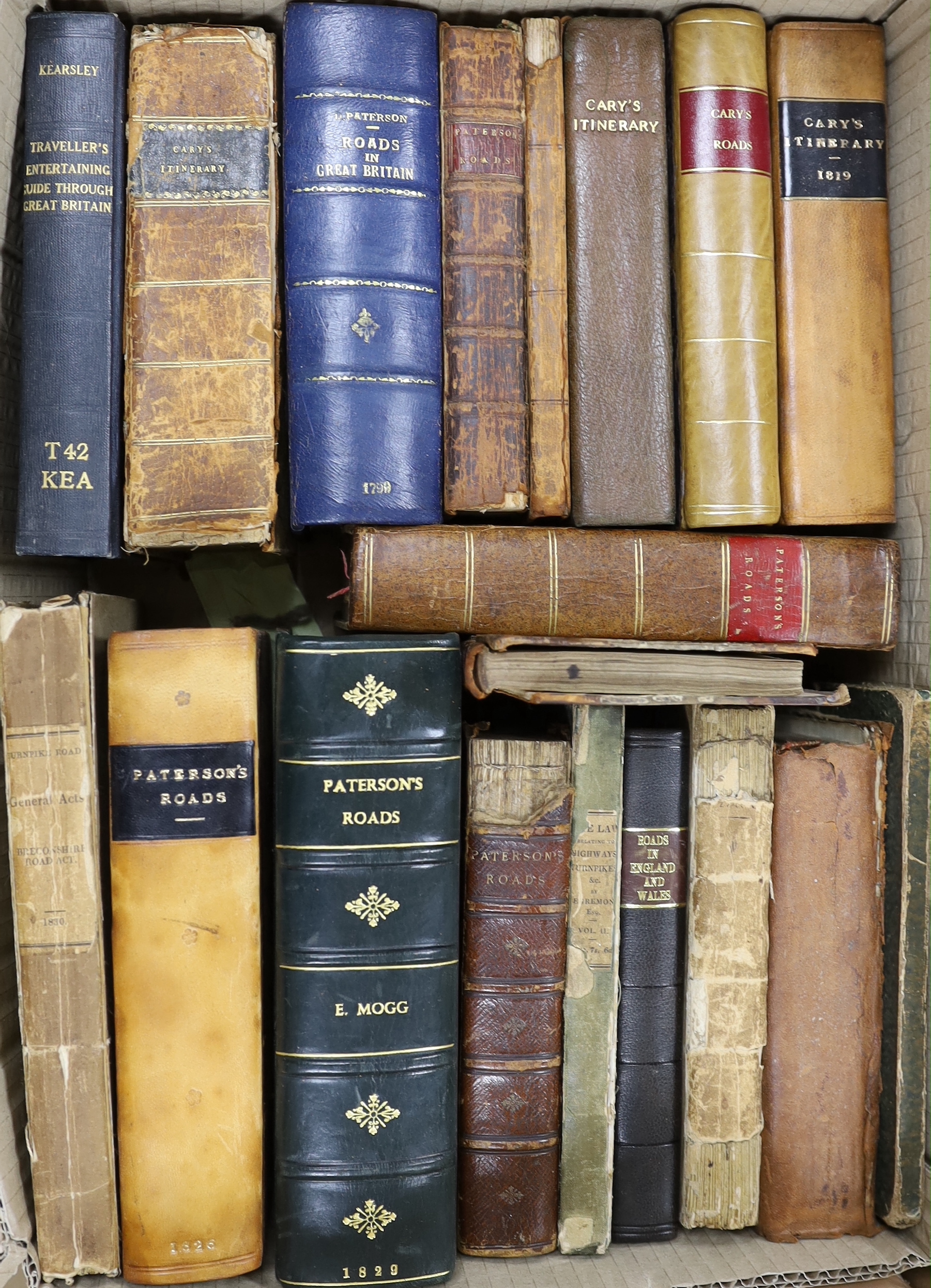 Paterson's Roads...18th edition....(with) an entirely new set of maps, by Edward Mogg. folded general map (on linen) and 8 others (folded), newly rebound red half calf and marbled boards, gilt decorated and panelled spin